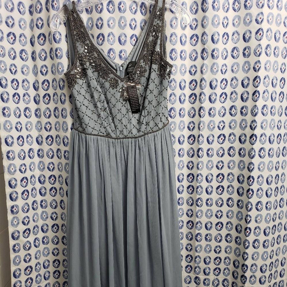 Adrianna Papell sleeveless beaded bodice chiffon g